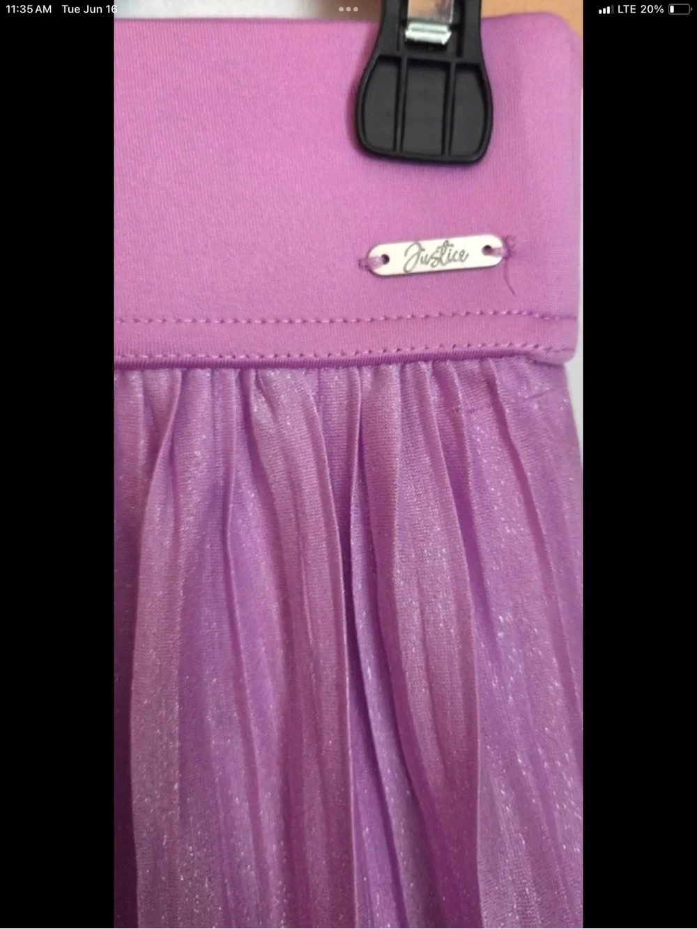 Justice L(12/14) Metallic Lilac Pleated Skater Skort